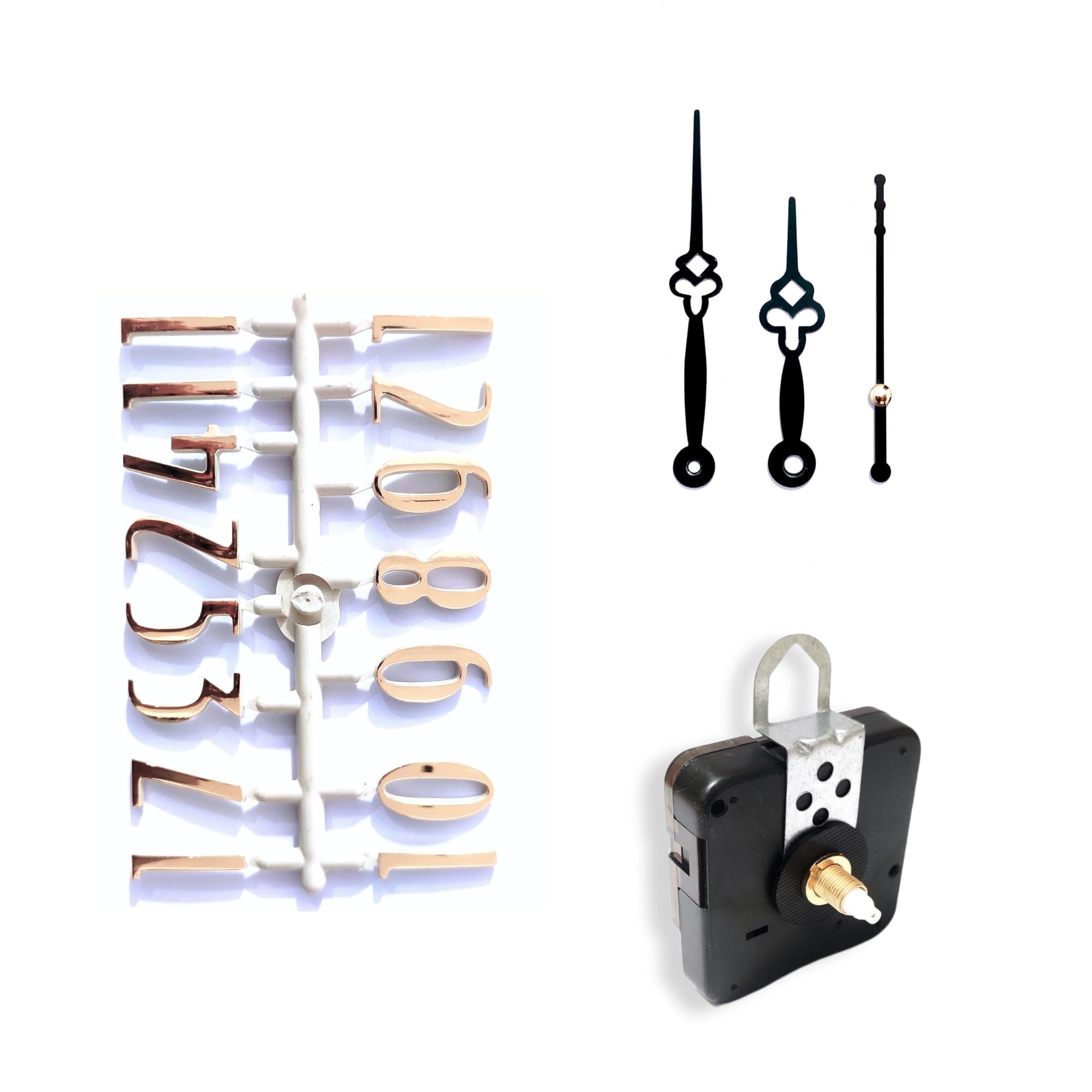 Wall Clock Silent Movement Mechanism | Complete DIY Clock Kit with Metal Hands, Needles & Numerical Markers | Silent Sweep Quartz Movement & Quiet Operation (Crystal Set of 1)