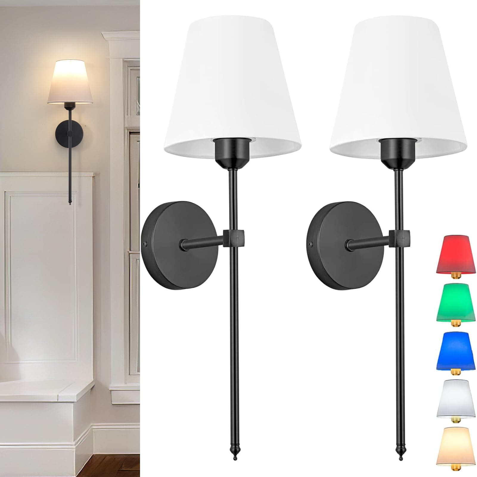 Battery Operated Gooseneck Wall Light Bend Pipe Wall Sconce Adjustable Angle Lighting Fixture，with Remote Dimmable LED Bulb for Farmhouse Interior Wall Decor (BK)