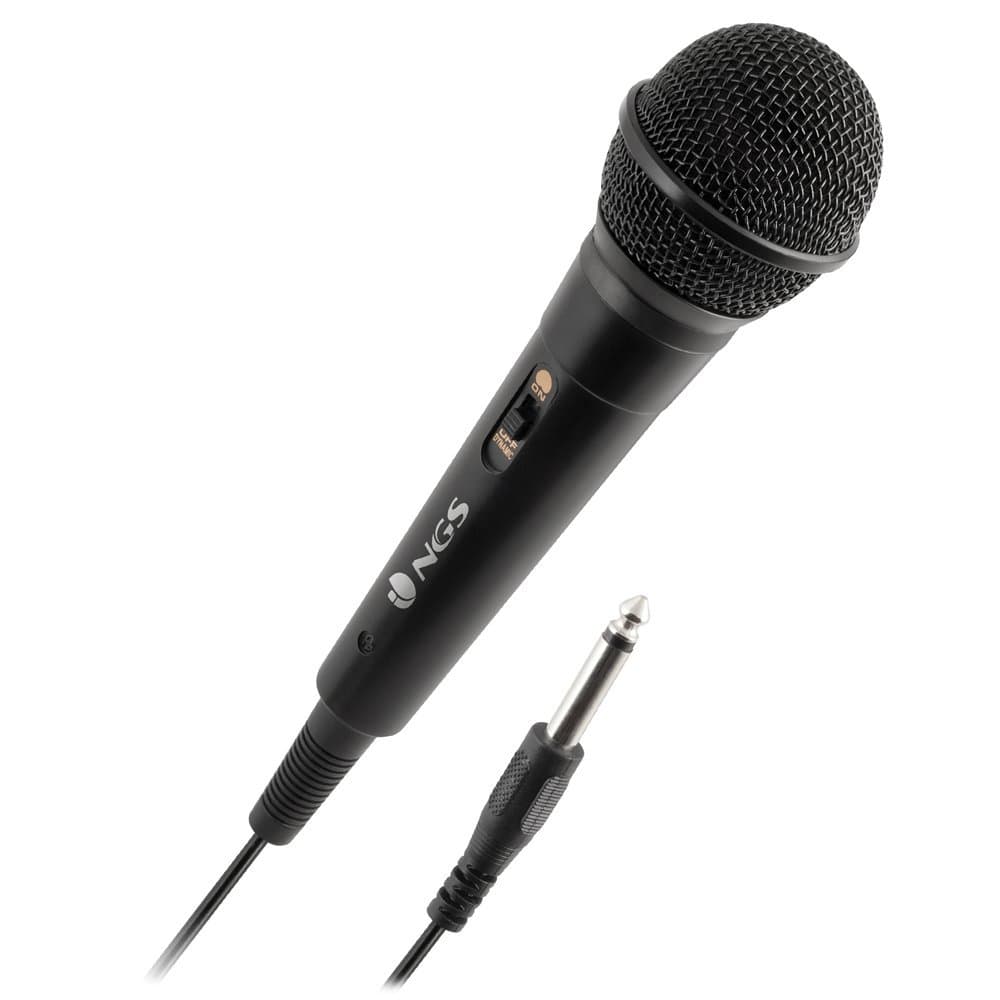 NGS SINGER FIRE - Dynamique Voice Microfone, Wired Microphone with 3-meter-long Wire, 6,3mm Jack Connexion and On/Off Button (Package may vary)