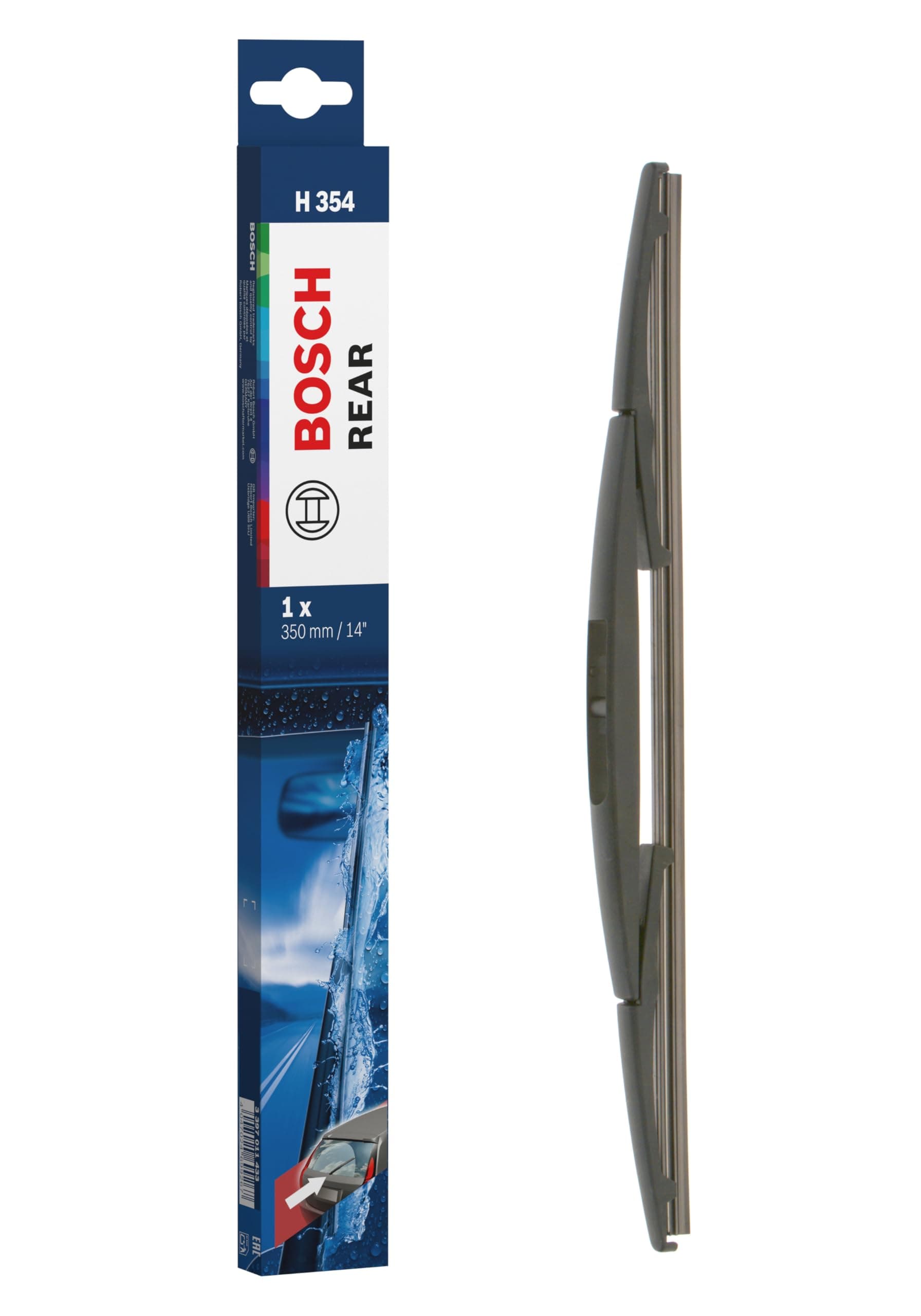 Bosch Rear Wiper H 354 - Excellent Cleaning Performance - Replacement Blade for Back Windscreen - 1 Blade, 350mm