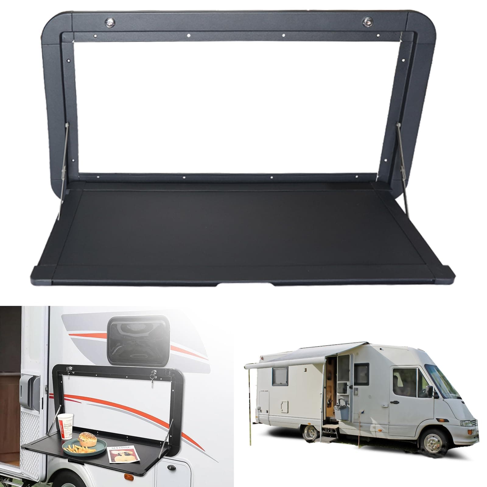 Foldable Rv Dinette Tables Campervan Outside Picnic Wall Mounted Table 31.5 x 17.7 inchs, Premium Aluminum Alloy Folding Wall Table Lockable Wall Table Kit for Campervans and Motorhomes