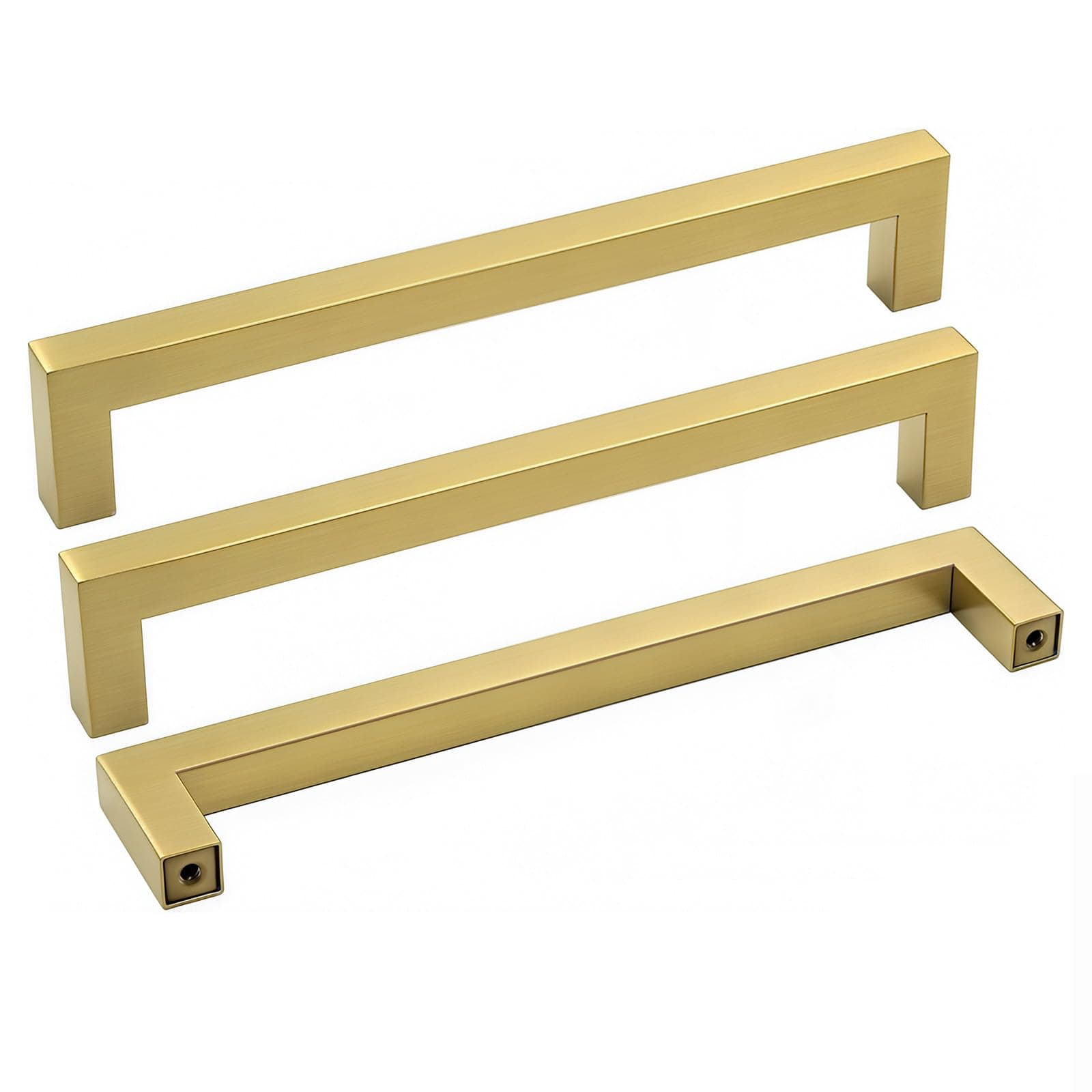 25 Pack Brass Kitchen Hardware Gold Drawer Pulls - LSJ12GD160 Brushed Gold Cabinet Knobs Square T Bar Dresser Drawer Pulls for Cabinets Bathroom Handles 6-1/4" Hole Centers