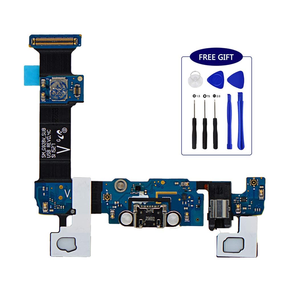 Kakusiga Charging Dock Port Flex Cable + Headphone + Microphone Touch Key Ribbon Flex Cable Replacement Compatible for Samsung Galaxy S6 Edge G928V Vorizon + Tool Kit (Vorizon Wireless)