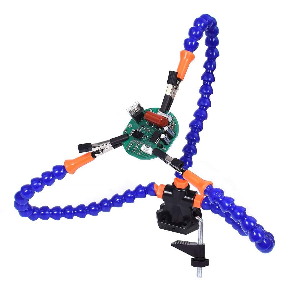 Table Clamp Soldering Helping Hands with 3 Flexible Arms Workshop Helping Station PCB Holder Tabletop Clamp Vise