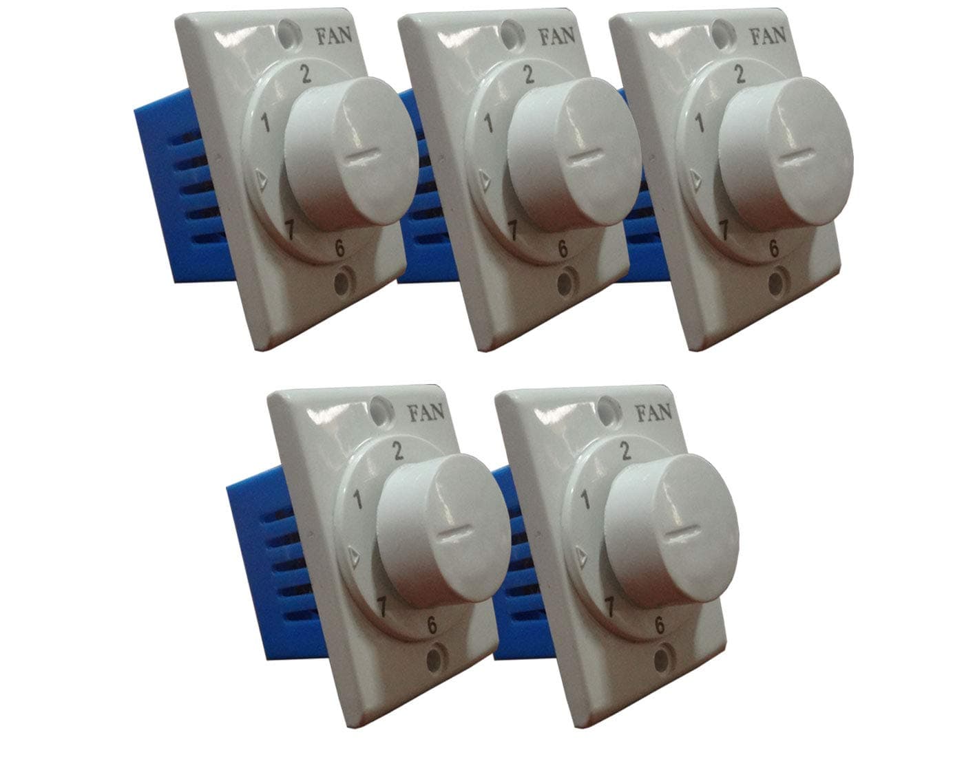 Hi-PLASST Socket7 (5pcs) 1M Socket Type Regulators, 7-Step,Non-Modular Step Type Fan Regulators for Home & Offices (White) (L*B = 5.5 * 4cm)-Pack of 5