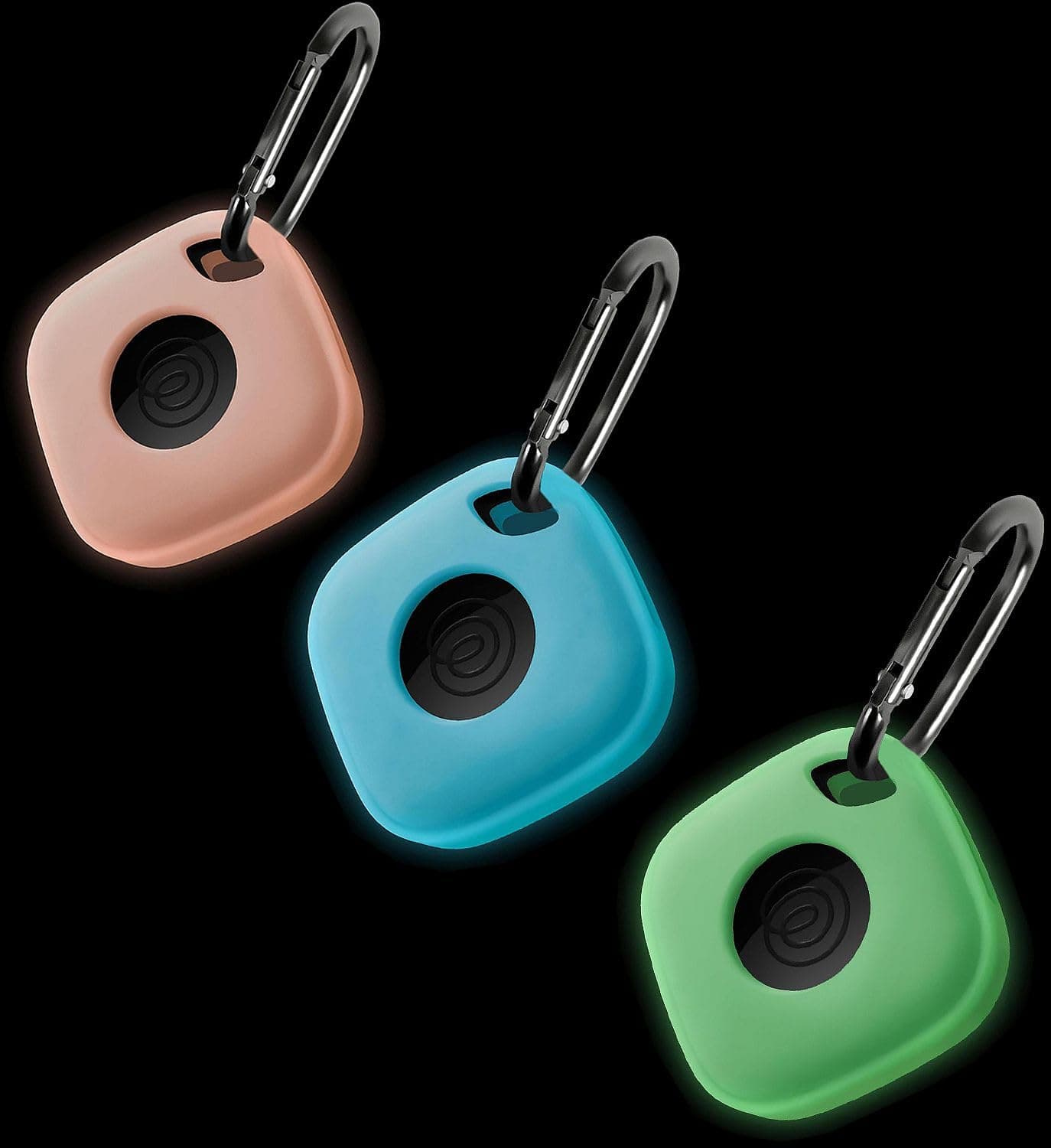 Silicone Case for Tile Mate 2024, Tile Mate 2022, Soft Scratch Resistant Cover with Carabiner (3 Pack Luminous Pink+Green+Blue)