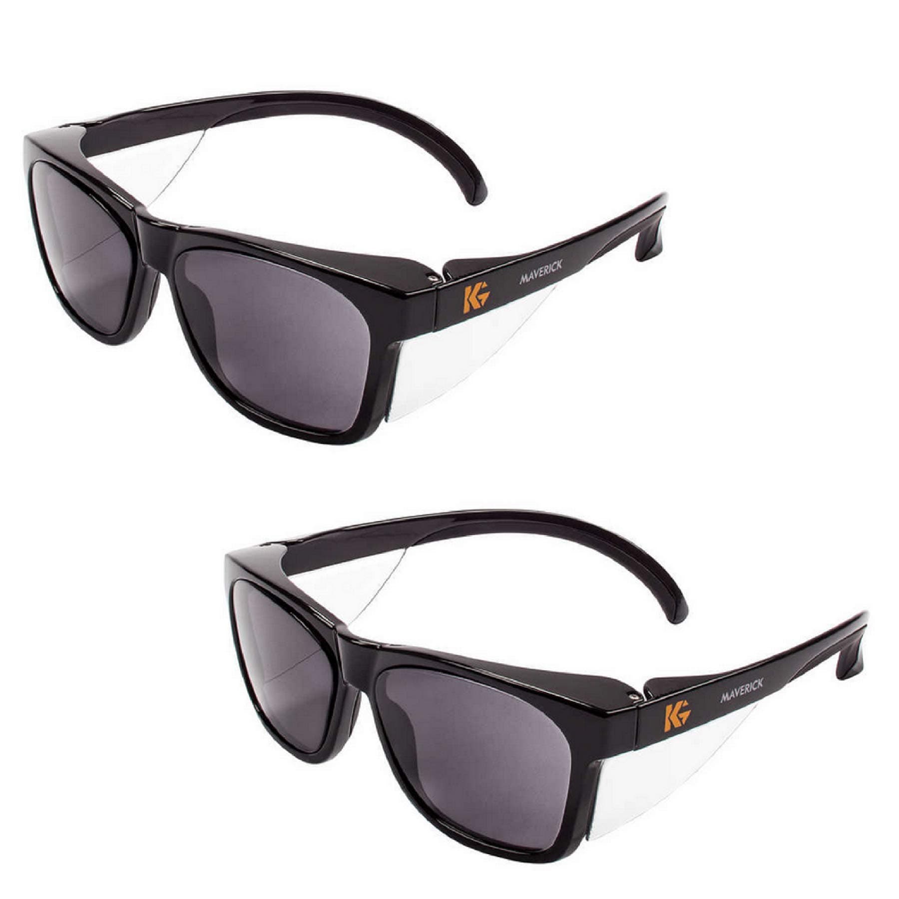 Kleenguard Maverick Safety Glasses with Intergrated Side Shields (2 Pair) (49311 Smoke Anti-Fog Lens with Black Frame)