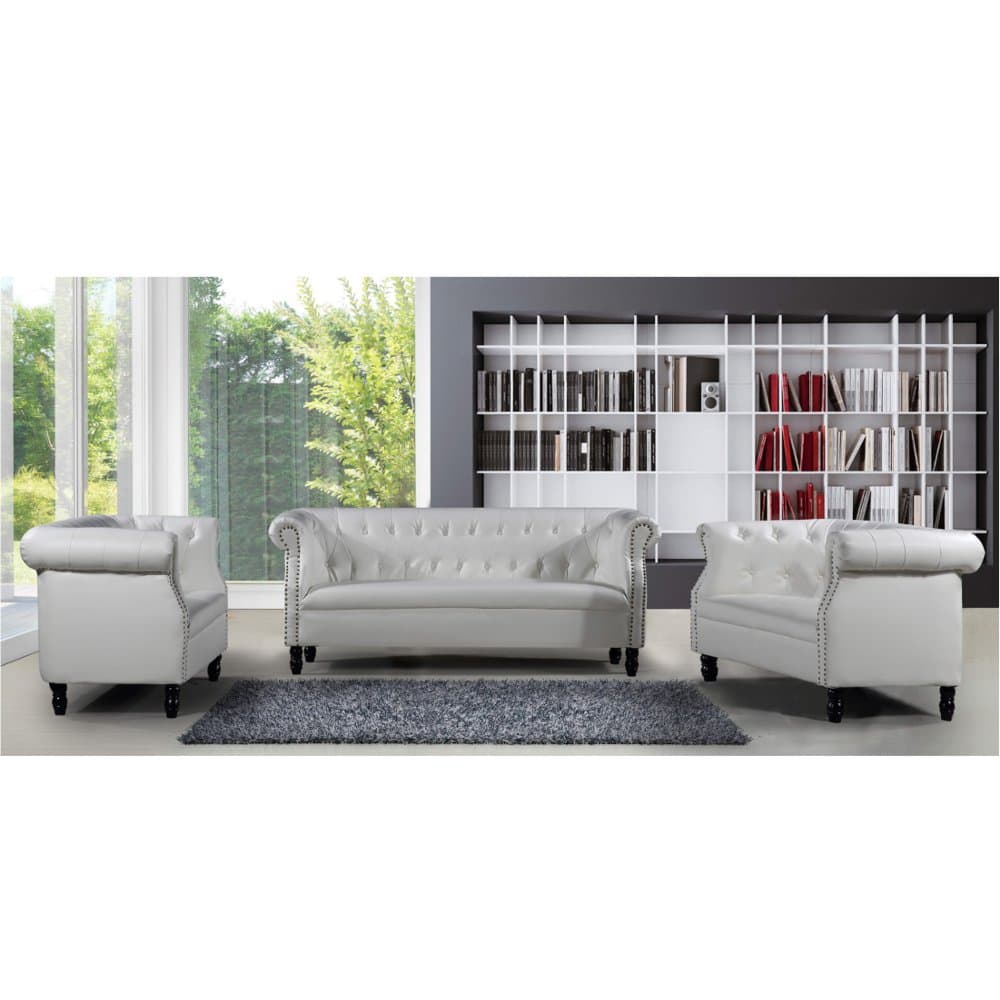 Lemoderno Chester Sofa Set (White)