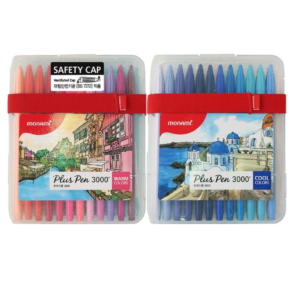 Plus Pen 3000 Felt Tip Pens, Fine Point (0.4mm), Coloring/Drawing/Journaling, Assorted Colors, 48-Pack