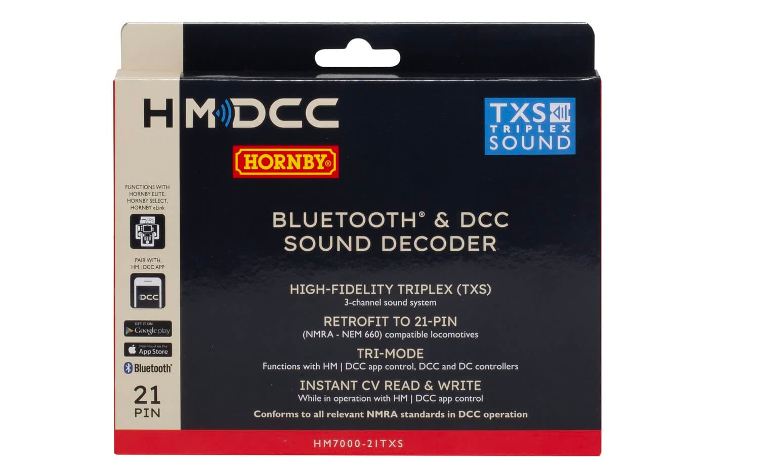 Hornby R7322 HM7000-21TXS: Bluetooth® & DCC Sound Decoder (21-pin) - Hornby Accessories for 00 Gauge Track & Train Sets - Compatible with Select Hornby Model Trains, White