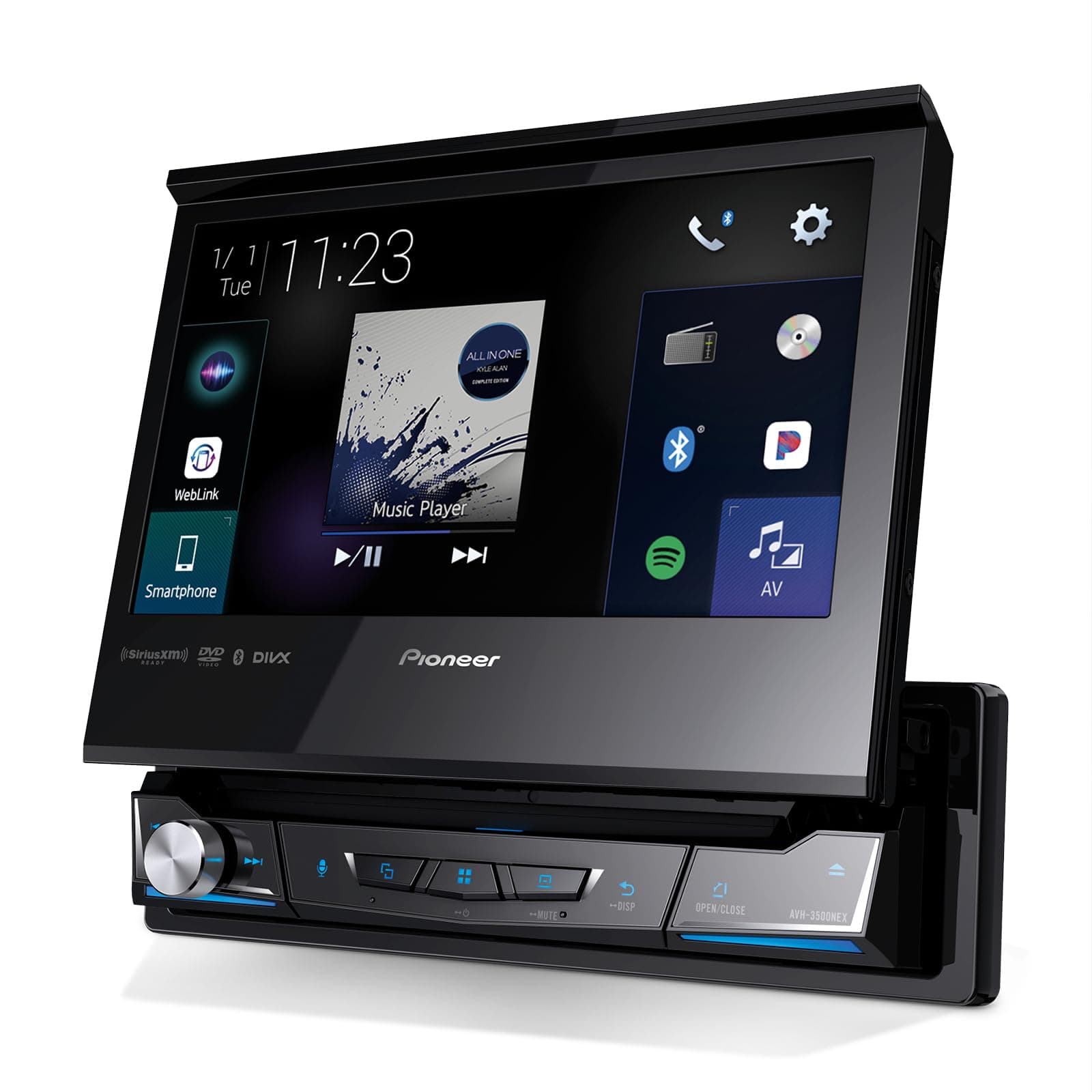 Pioneer AVH-3500NEX 7" Motorized Touchscreen, Single Din – Wired Apple CarPlay & Android Auto, Bluetooth, Backup Camera, HD Radio, SiriusXM, FLAC, Hi-Volt RCA