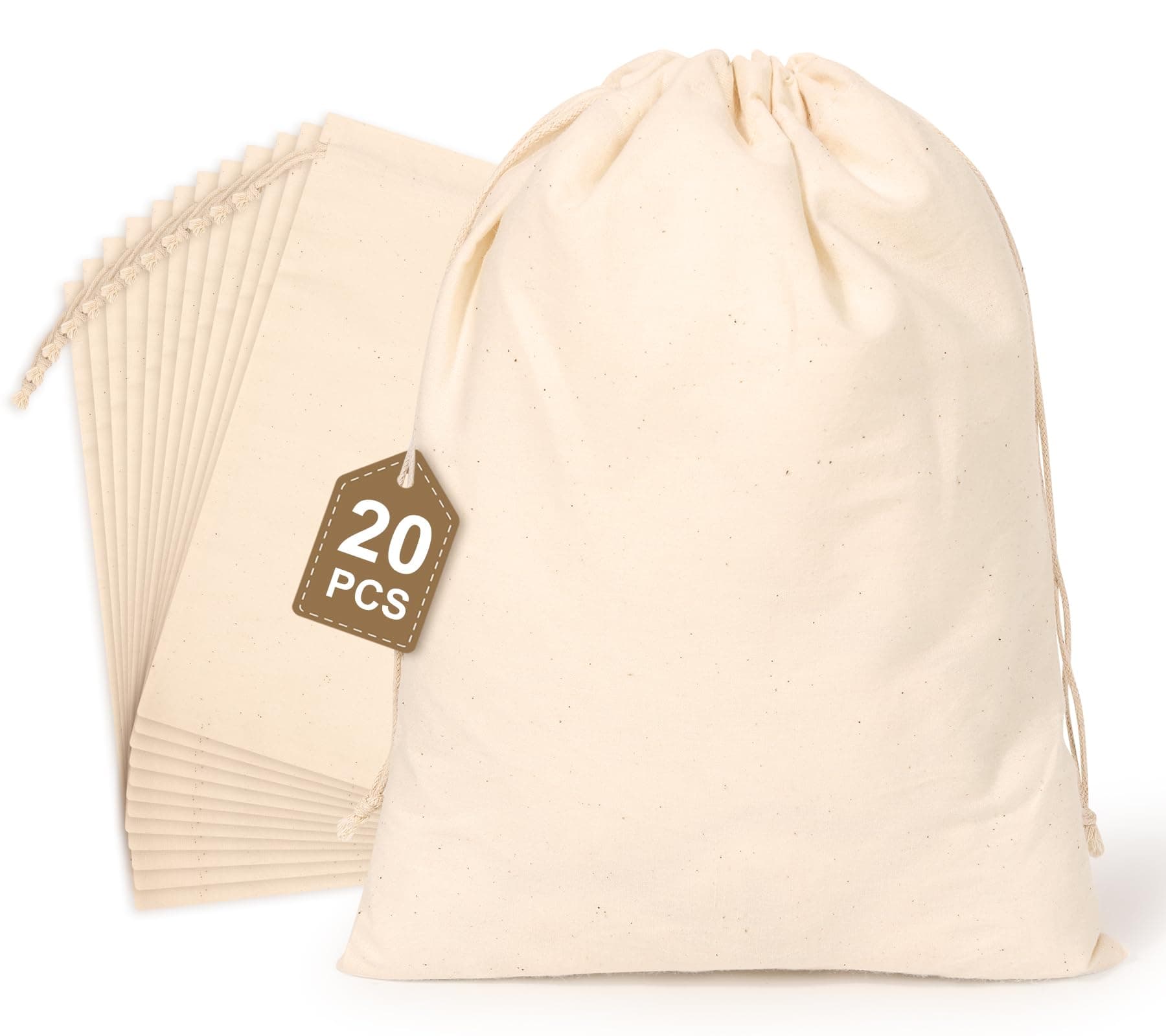 Hopttreely Cotton Storage Bags with Drawstrings