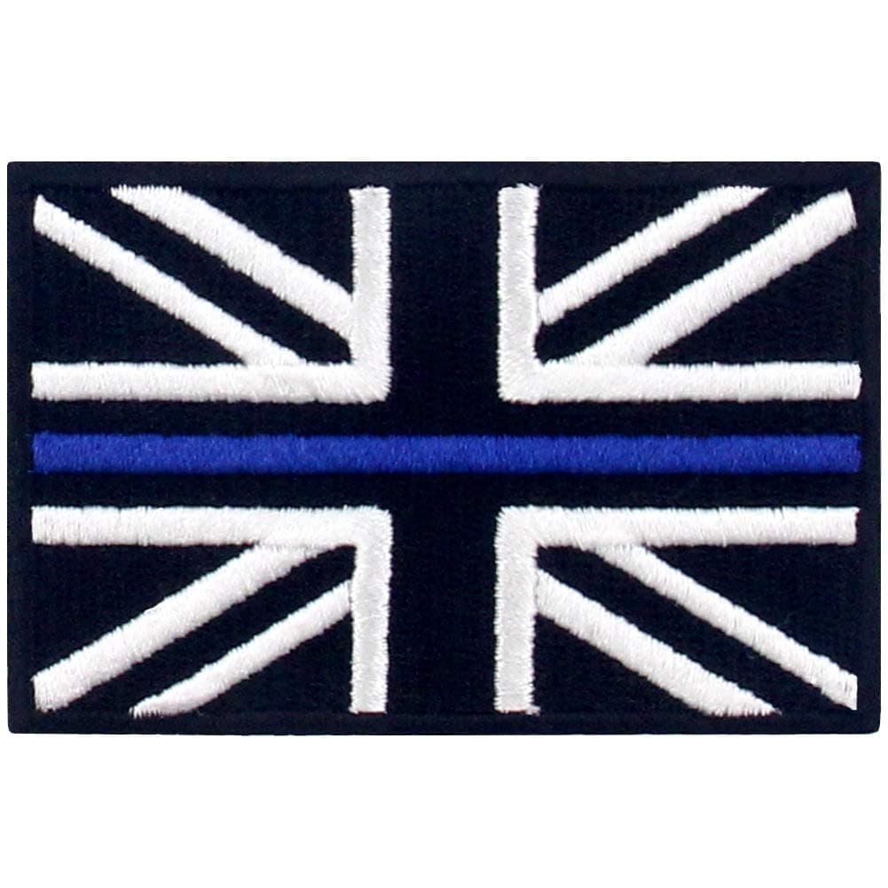 EmbTao Tactical Thin Blue Line UK Flag Patch Great Britain Embroidered Applique British Union Jack Iron On Sew On National Emblem