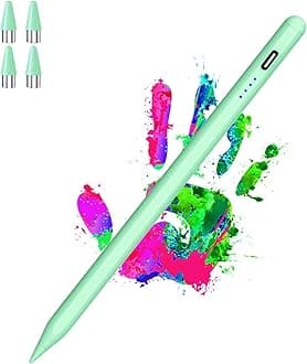 Luntak Active Stylus Pens for Touch Screens Magnetic Type-C Charging Tablet Pen with 4 POM Tips iPad Pencil Stylus Pen for iPad/Pro/Air/Mini/iPhone/Samsung/Android and Other Smartphone Device-Green
