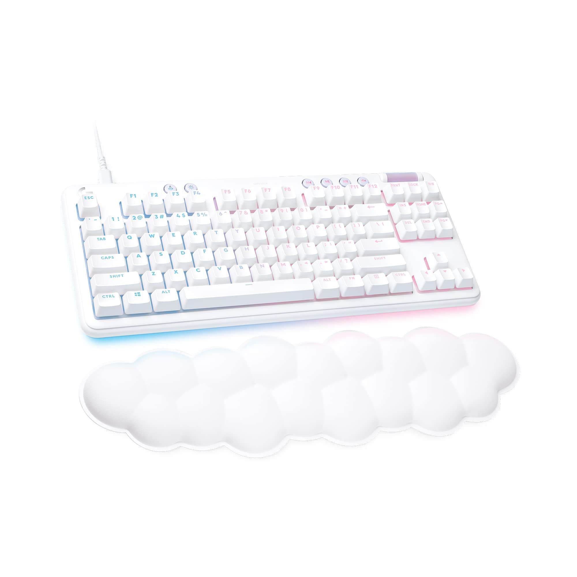 Logitech G713 Wired Mechanical Gaming Keyboard with LIGHTSYNC RGB Lighting, Tactile Switches (GX Brown), and Keyboard Palm Rest, PC and Mac Compatible - White Mist
