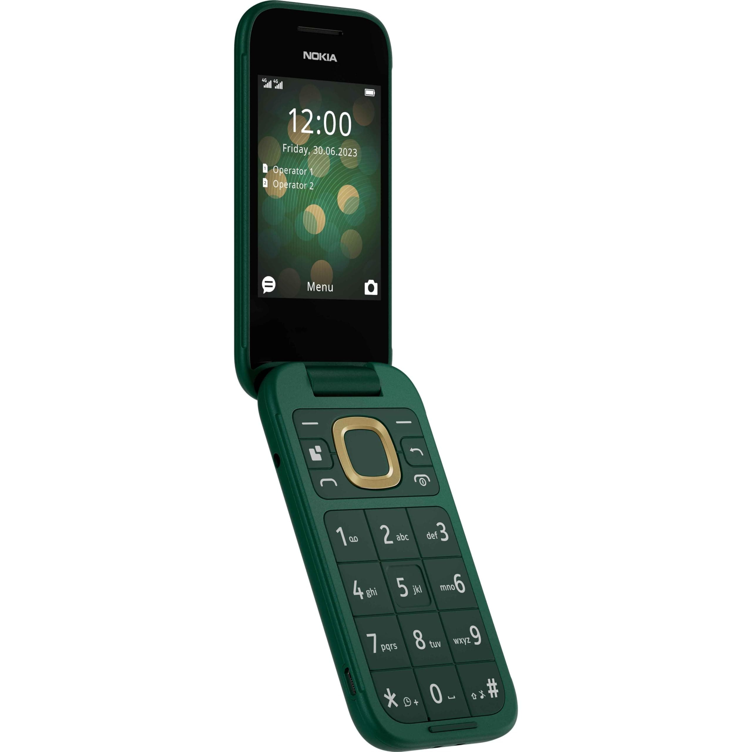 2660 Flip Feature Phone with 2.8" display, 4G Connectivity, built-in camera, MP3 player, Classic games, a battery that lasts for days, Perfect for digital detox, Dual SIM - Lush Green