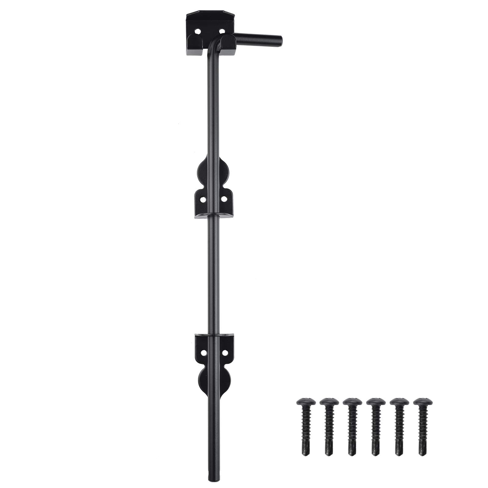 18" Cane Bolt Drop Rod Heavy Duty Gate Hardware Black Solid Steel Gate Ground Latch for Wood PVC Vinyl Metal Fences Doors, Holding Gates to The Ground (1 Pack)