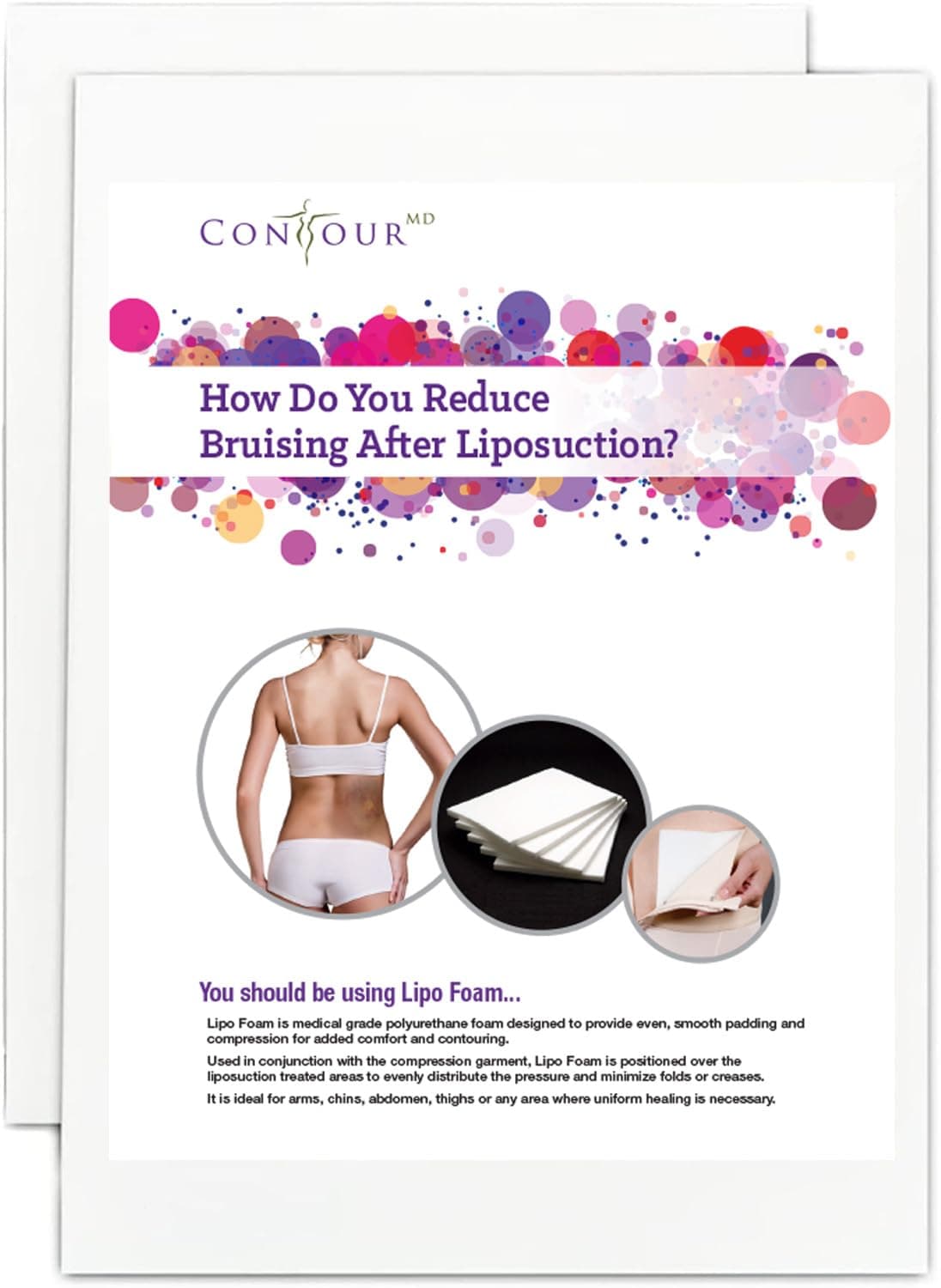 ContourMD Medical Grade Post Lipo Foam Compression Sheets – Post Surgery Compression Garment after Liposuction, Tummy Tuck, AB Flattening, BBL, & More – Surgery Recovery Supplies (3-Sheet Set)