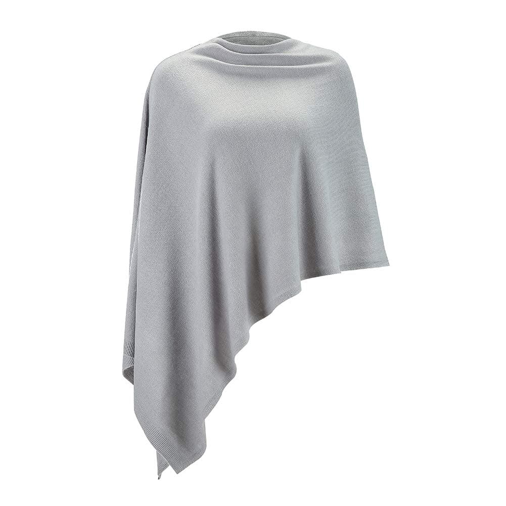 grey women poncho shawl