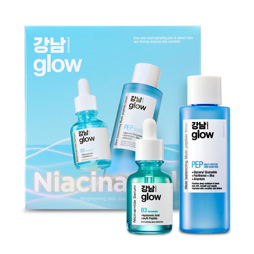 Skin-Smoothing Solution Duo - Multi-Peptide Toner 5.07fl oz & Niacinamide (Vitamin B3) Serum 1.01fl oz I Korean Skincare I Special Gifts for Women