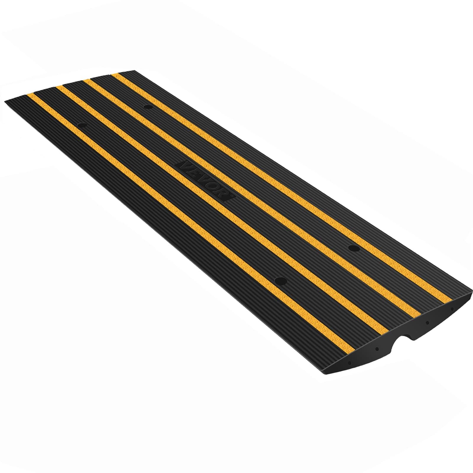 Happybuy Rubber Driveway Curb Ramps 1 Pack, 33069lbs Capacity Heavy Duty Car Ramp, 2.6 Inch High Cable Cover Curbside Bridge Ramp for Loading Dock Garage Sidewalk