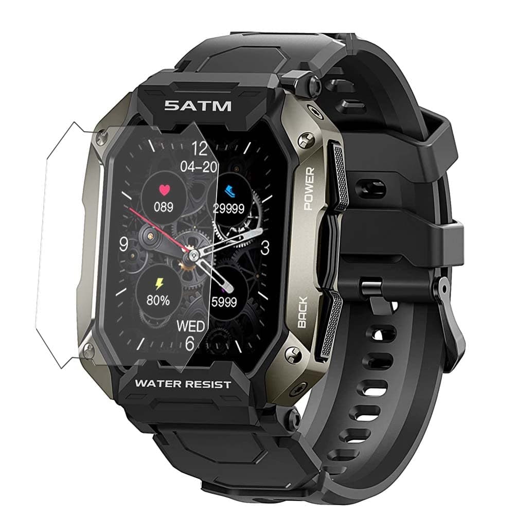 Puccy 3 Pack Screen Protector, compatible with Rgthuhu AMAZTIM 5ATM'' Smart Watch smartwatch TPU Film Guard （ Not Tempered Glass Protectors）, Transparent