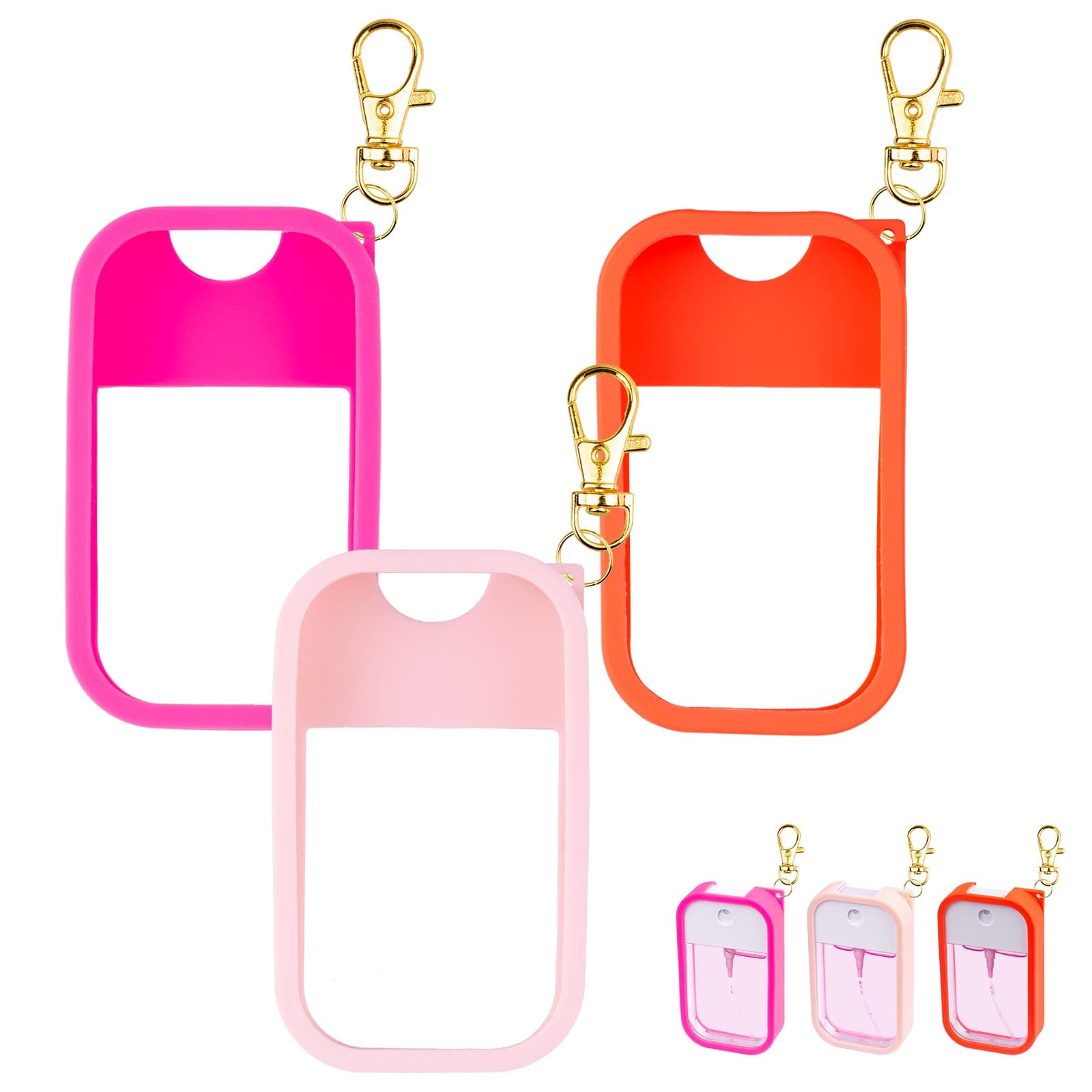Silicone Case Compatible with Touchland Hand Sanitizer Spray, Protective Case with Keychain for Spray 1 fl oz