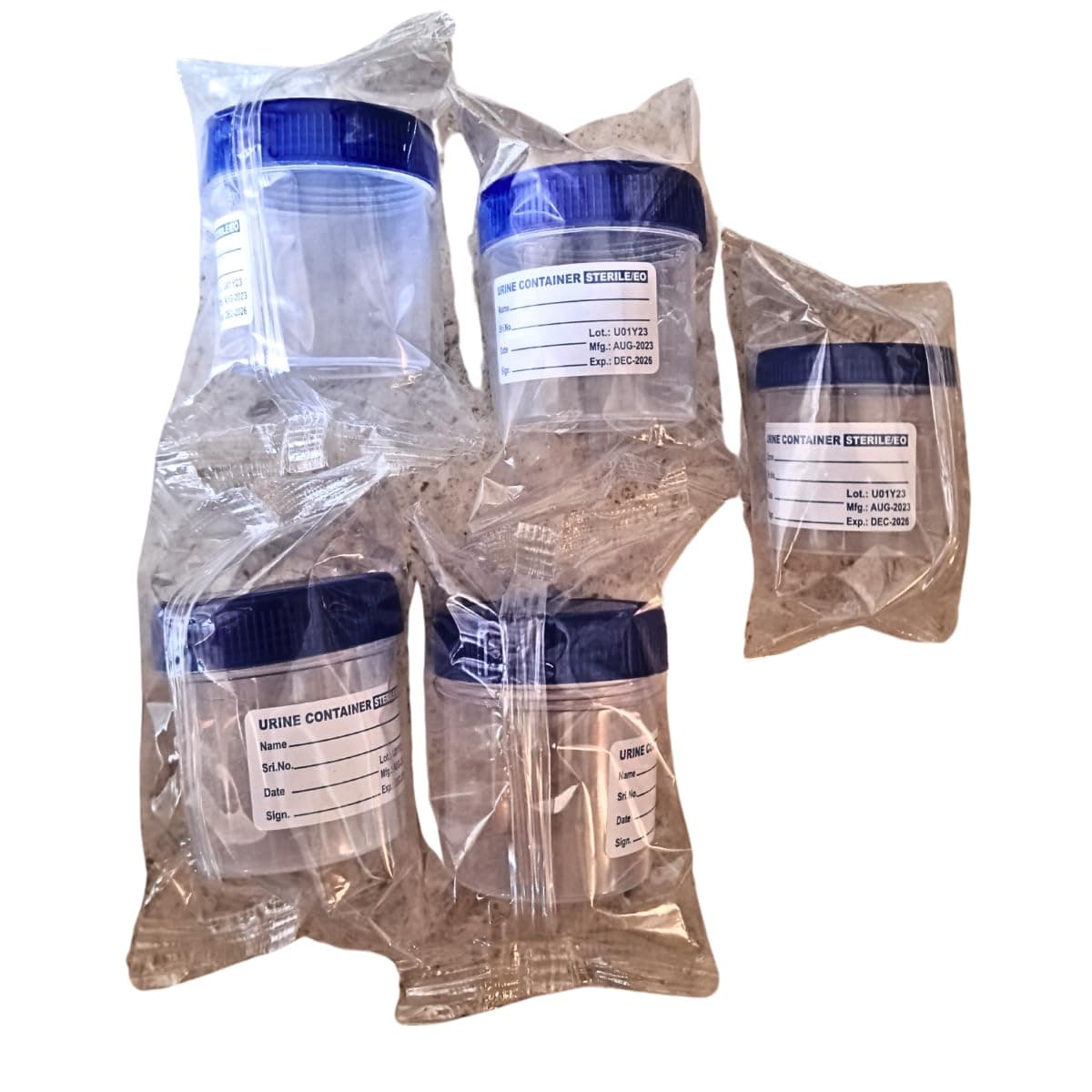 AANIJ® Stool Container Specimen Cups with Spoon Lid ETO Ste-rile Individual Packing for Laboratory Use, 50 ml - Leak-Proof Design PACK OF 10