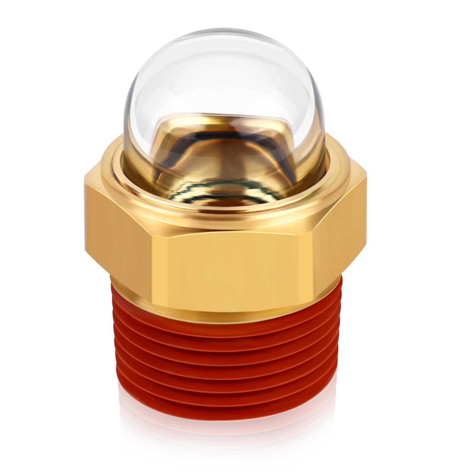 Compressor Sight Glass, 1/2'' NPT Sturdy Brass Clear Dome Bulb Sight Gauge, Oil Level Site Glass, Tank Level Indicator Plug Window, Perfect Replacement for Air Compressor、Pump、Tank
