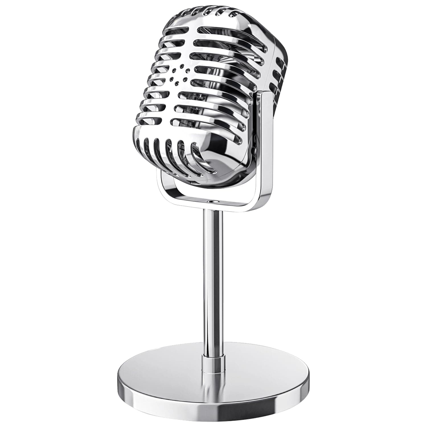 Facmogu - Electroplated silver classic microphone accessory, plastic fake microphone, retro style classic microphone accessory, classic microphone for party role play, microphone