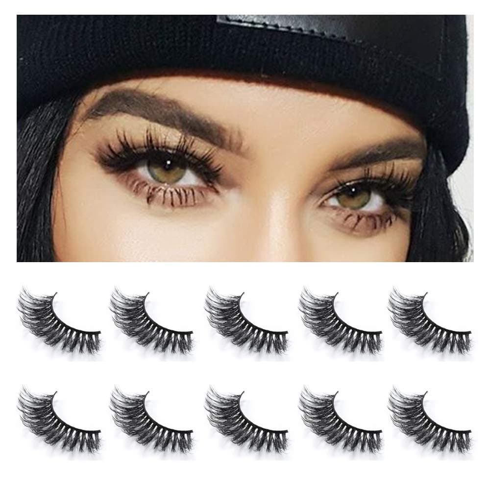 Neflyon Premium Quality Eye Lashes 100% Handmade Reusable Soft and Long 3D Mink False Eyelash 5 Pair Package