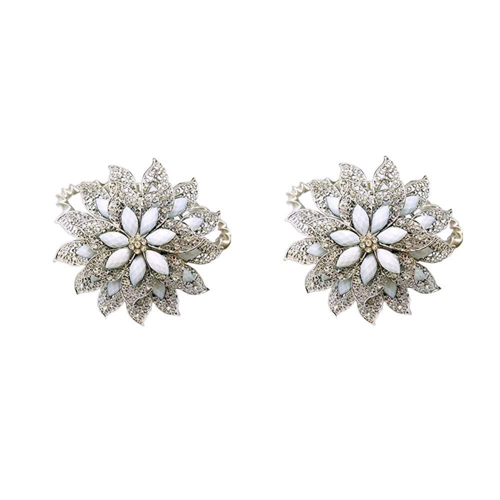 Sycle circle 2 Pack Magnetic Curtain Tie Backs, Decorative Large Crystal Curtain Holdbacks for Bedroom, Living Room, Office (Gem Flower)