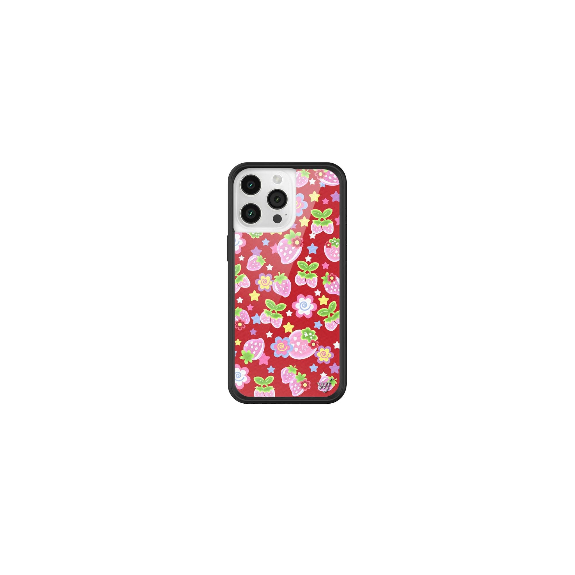Wildflower Cases - Compatible with iPhone 15 Pro Max | Protective Black Bumper, 6.5ft Drop Test Certified, Women Owned Small Business | Pink Red Trendy Fruit Floral | Star Berries