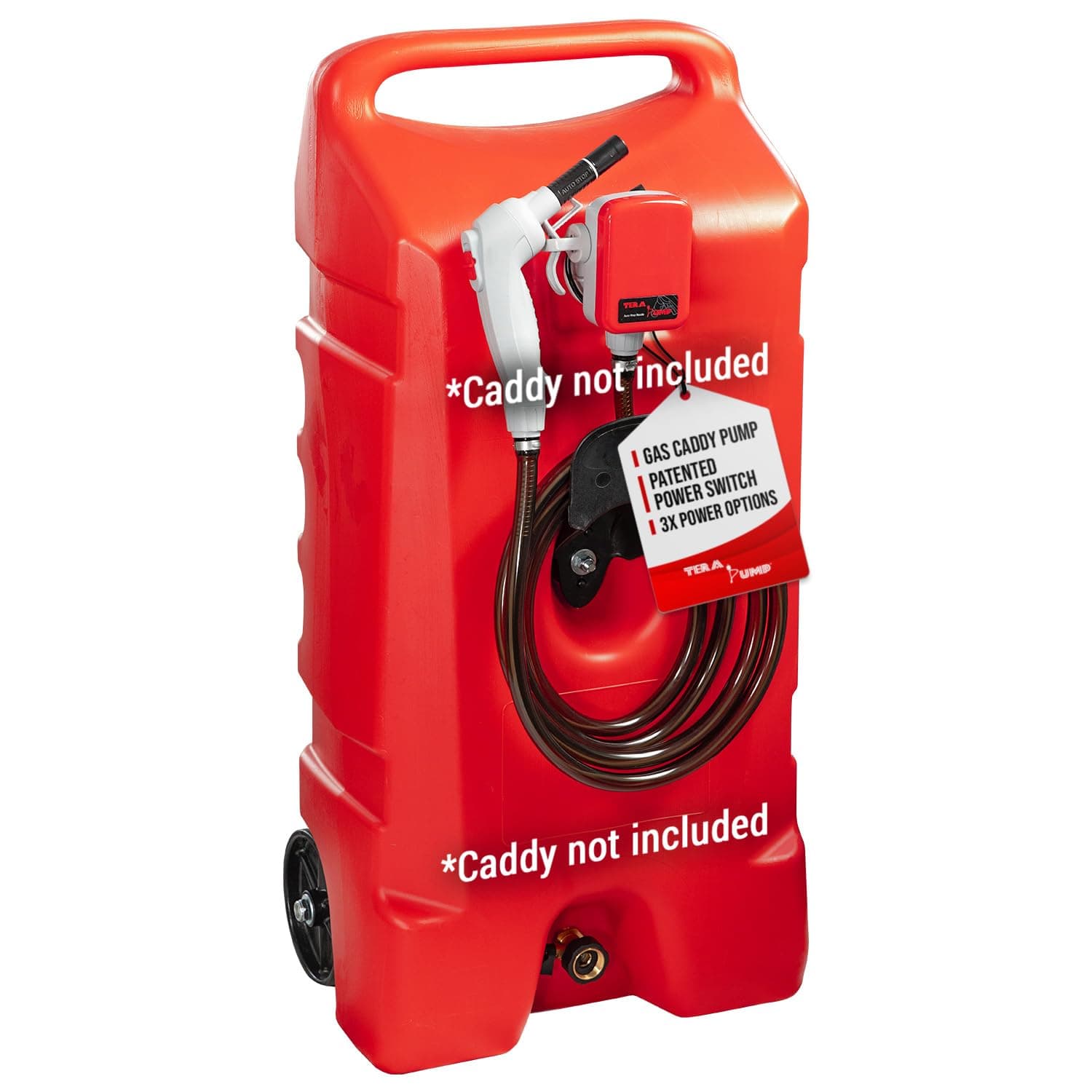 Next Gen Automatic Gas Caddy Fuel Transfer Pump with Auto-Stop Sensor for Overfill protection, 2.6 GPM, 14-Gallon Gas Caddies, 3 Power Options, 9.8 ft Vinyl Hose (Caddy Not Included)