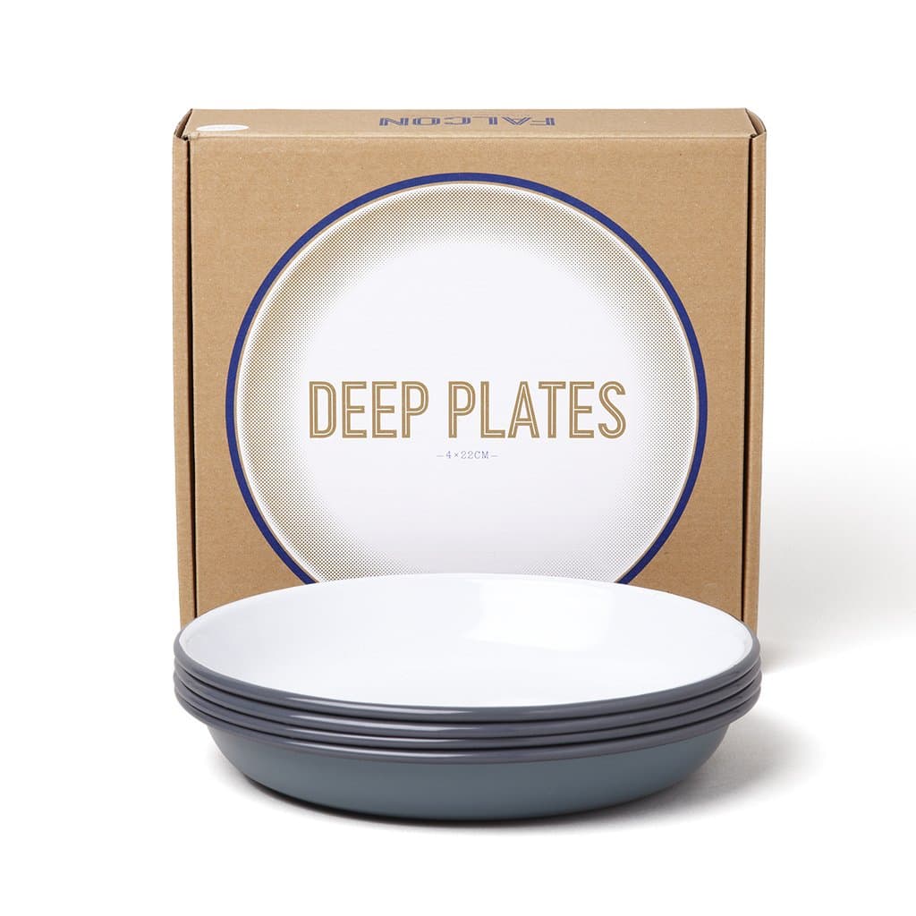 Falcon Enamelware Enamel Deep Plates - Pigeon Grey