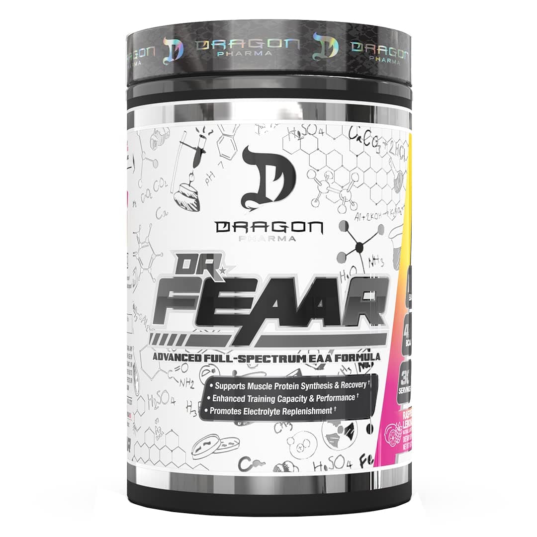 DRAGON PHARMA Dr. FEAAR® Advanced Full-Spectrum EAA Matrix, Supports Muscle Protein Synthesis and Recovery, Enhanced Training Capacity and Performance (30 Servings, Raspberry Lemonade)