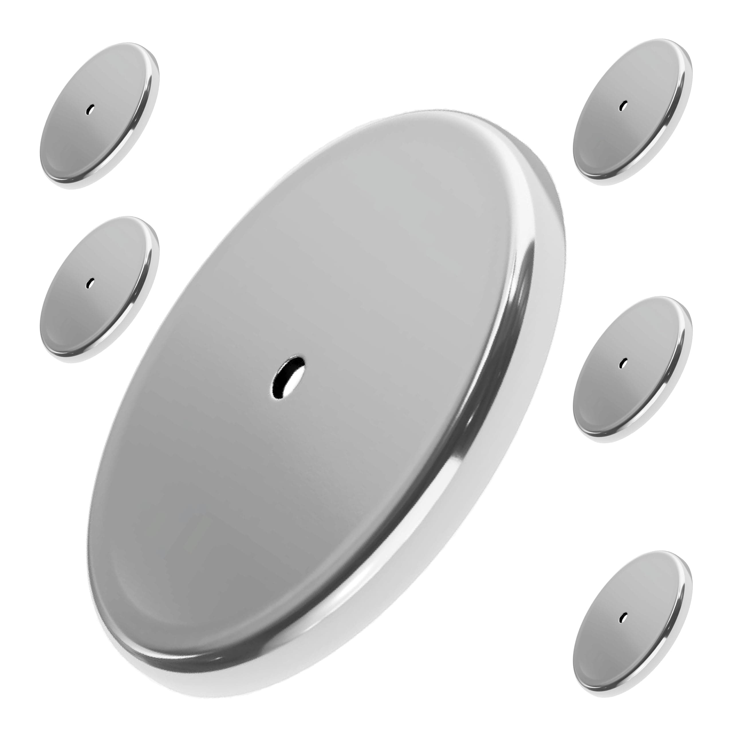 Master Magnetics Ceramic Round Base Magnet Pack - Heavy-Duty Strong Magnets - 35 lb Pull Each - for Indoor and Outdoor Use - Chrome-Plated - 2.04" Diameter - 0.197" Hole - 0.302" Thick - 6-Pack