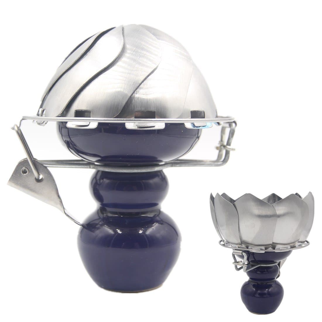 Hookah Charcoal Holder Ceramic Head Foldable Charcoal Bowl with Wind Cover for Hookah (Blue)
