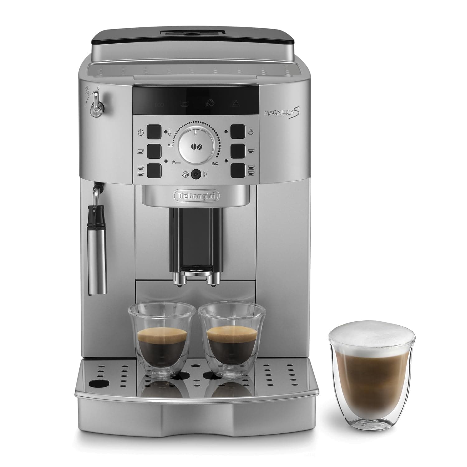 Fully Automatic Bean To Cup Coffee Machine With Built in Grinder, One Touch Espresso Cappuccino Latte Machiato Maker, Italian design, Best for Home & Office, ECAM22.110.SB, Silver