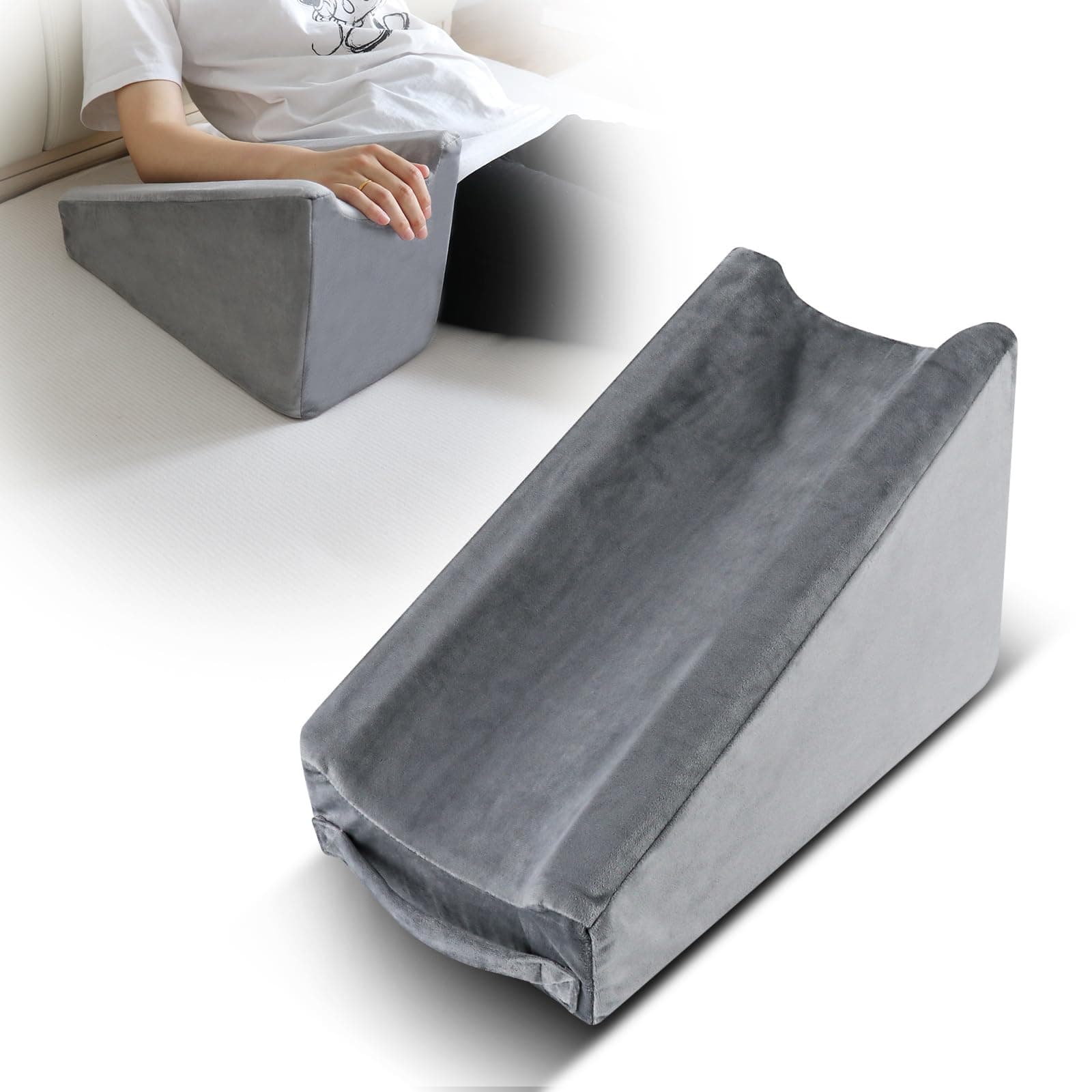 Arm Elevation Pillow, Arm Wedge Elevation Pillow Excellent, Ergonomic Elbow Support Pillow for Sleeping Arm Pads Elbow Pillow with Removable Pillow Case-Grey