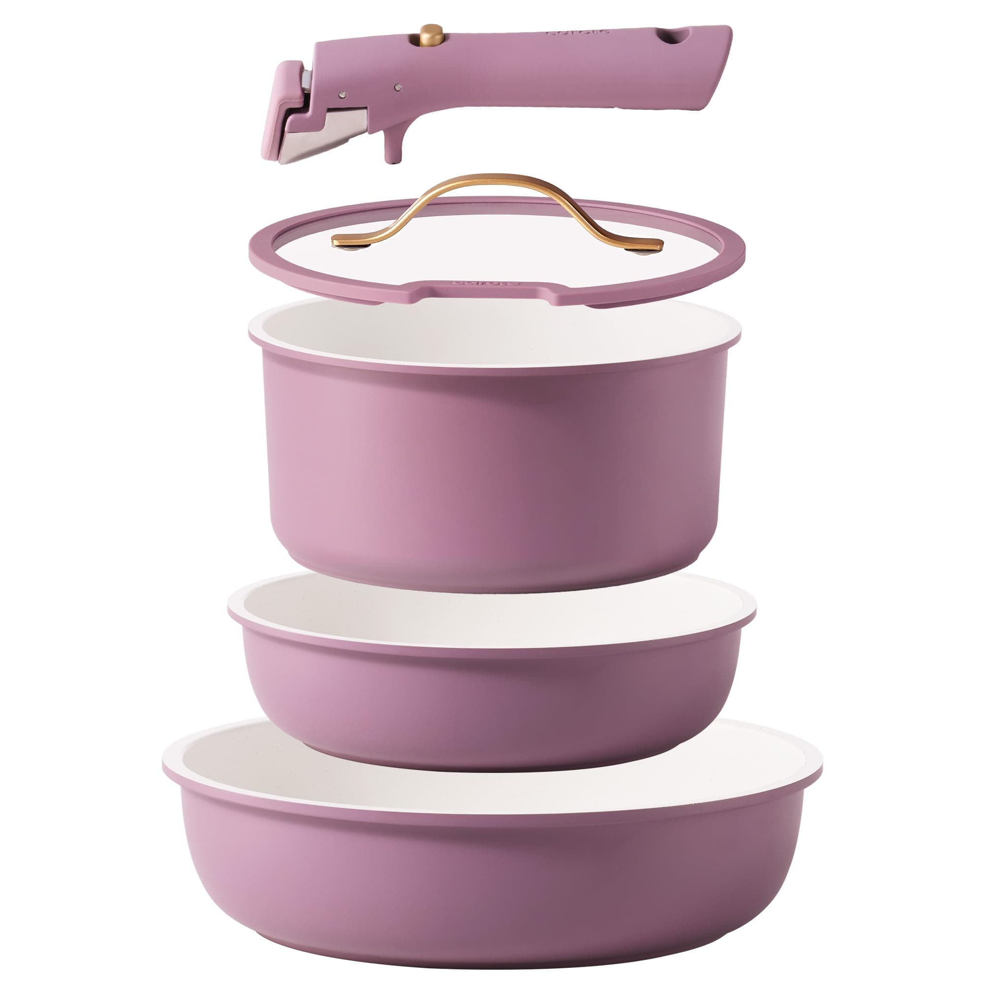 5pcs Pots and Pans Set, Nonstick Cookware Set Detachable Handle,kitchen essentials,RV kitchen pot and pan,Induction Cookware,Oven Safe,PFOA PFOS FREE,Purple