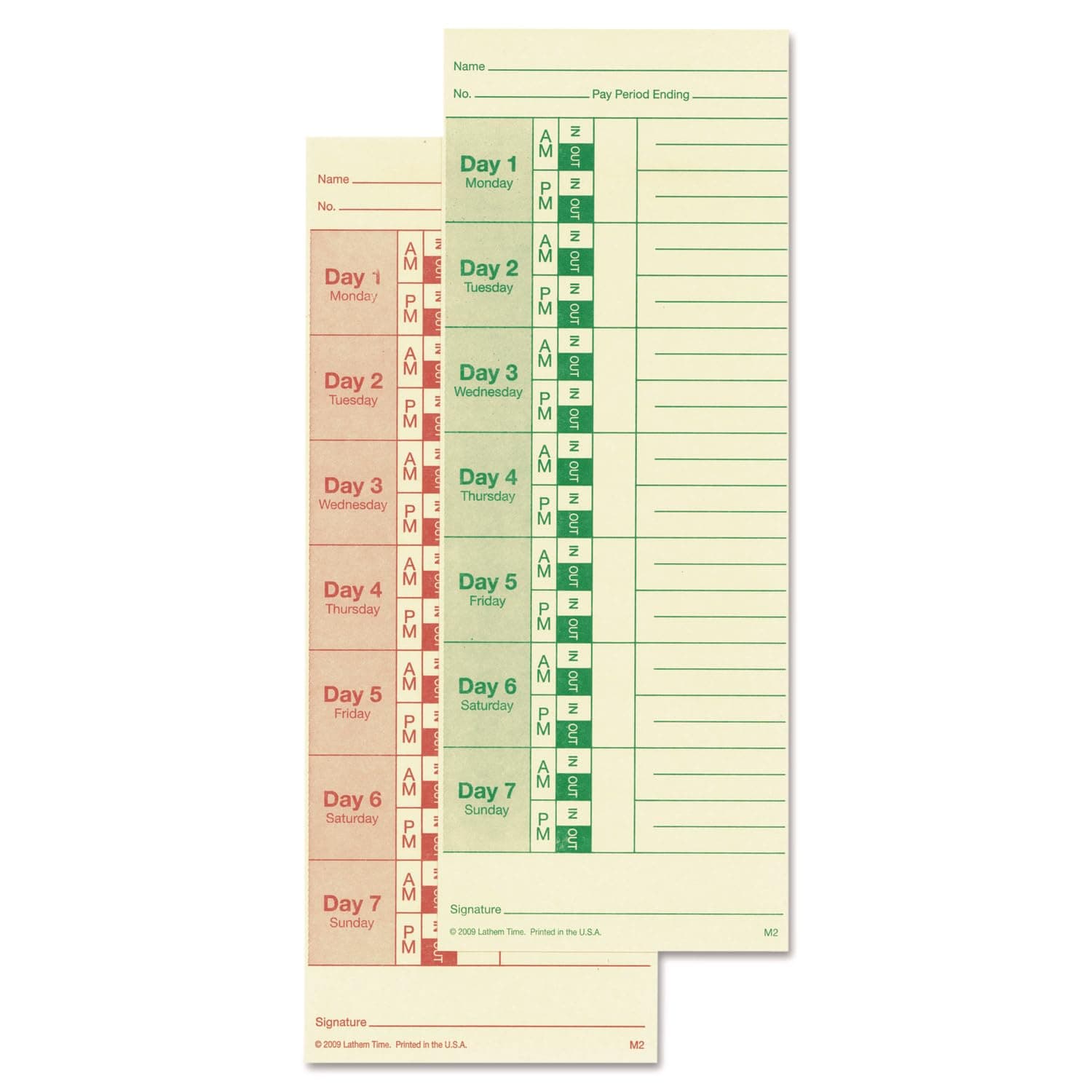 Lathem Time Cards, Weekly, 2-Sided, 3 3/8" x 9", Box of 100