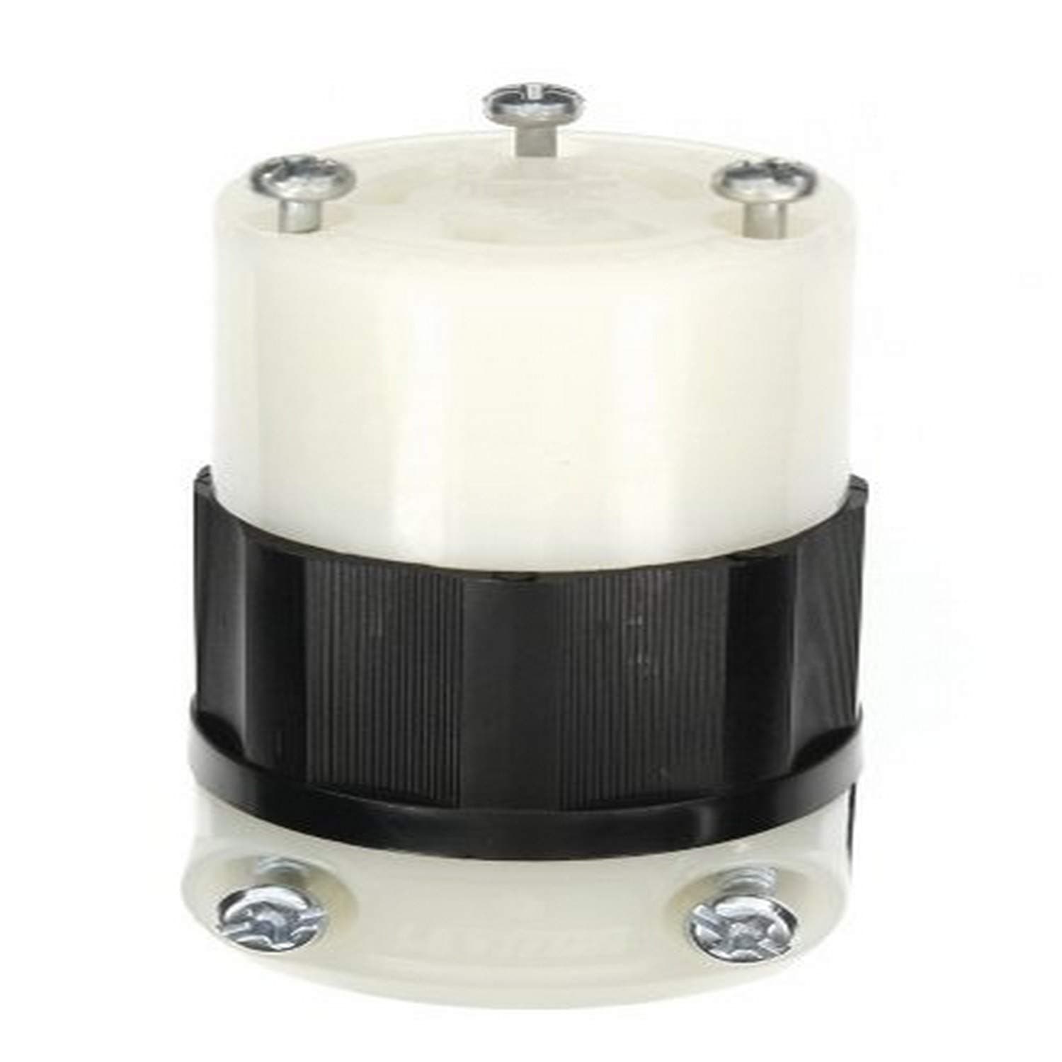 Leviton 4779-PLC 15 Amp, 277 Volt, 2-Pole, 3-Wire, Locking Connector, Industrial Grade, Grounding, Power Indication, Black-White