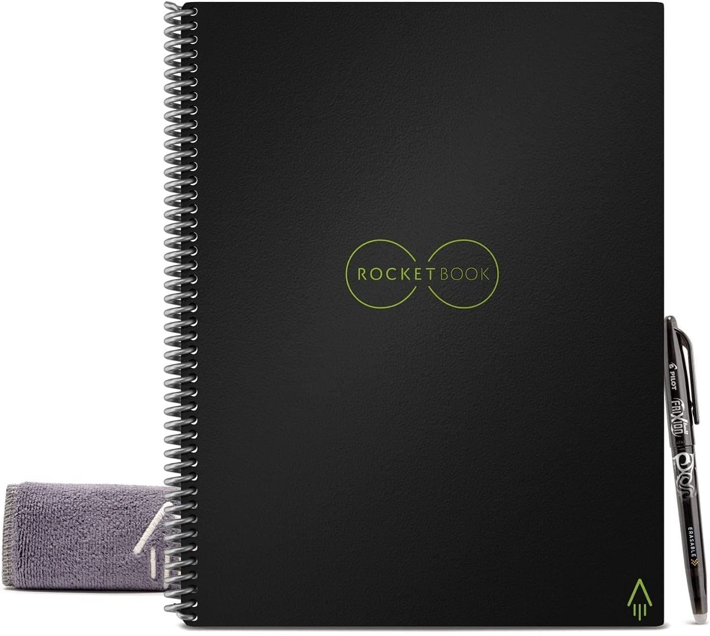 Rocketbook Reusable Digital Notebook - Smart Notepad A4 Black, Wirebound Note Book To Do List Pad, Dotted Paper with Frixion Erasable Pen and Wipe, Office Gadget with Rocketbook App Reduce Paper Waste