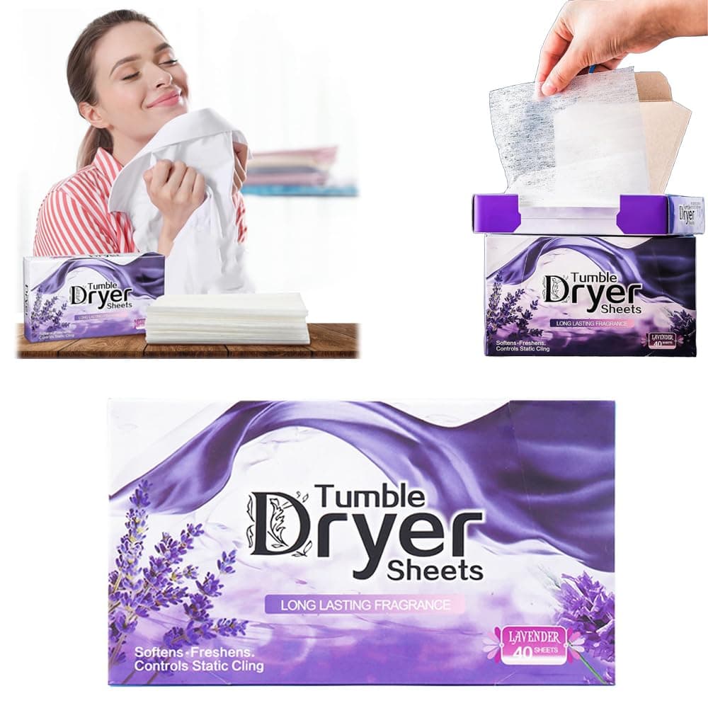 Azonee Dryer Sheets - Clothing Softness Sheet, 1 Box/40 Count Natural Fabric Softener with Plant-Based Formula, Removes Static Cling, Gentle on Clothes - for Soothing(Lavender Incense)