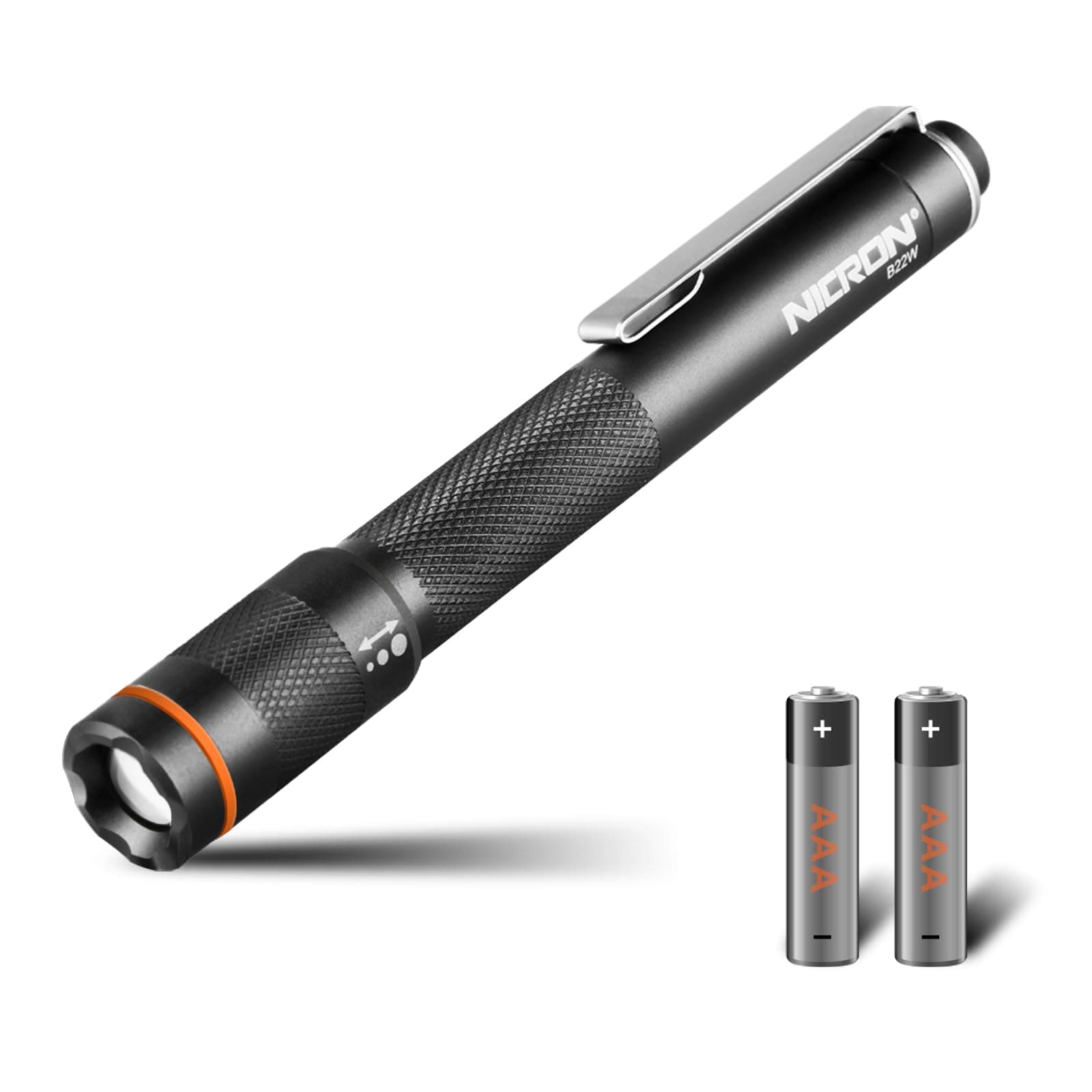 NICRON B22W Zoomable LED Torch Adjustable Focus Flashlight, Beam Distance 295ft, Waterproof Torch for Inspection, Home, Emergency, Repair with AA Batteries