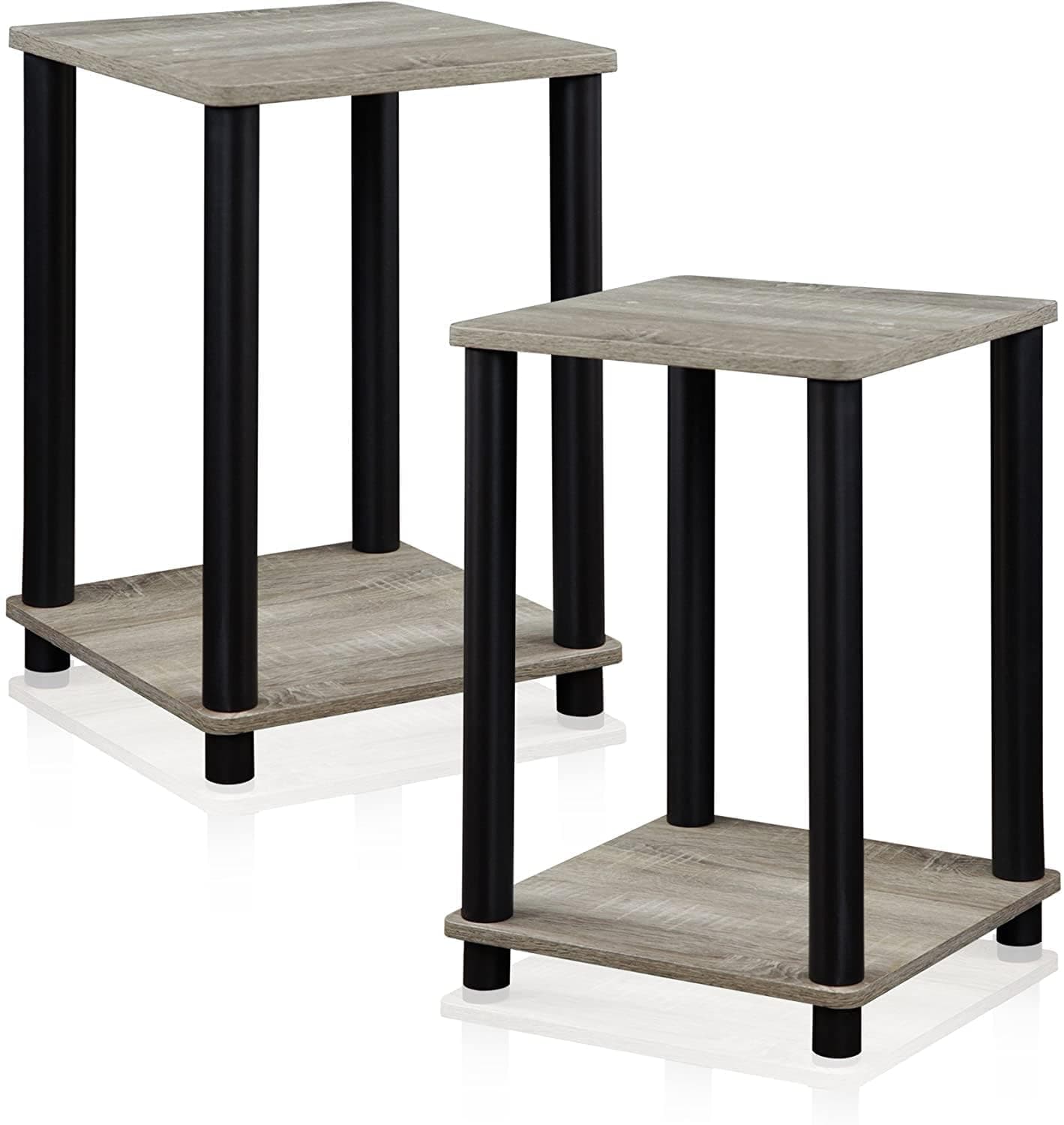 Stylish End Table, French Oak Grey/Black,2-Pack (2-99800GYW)