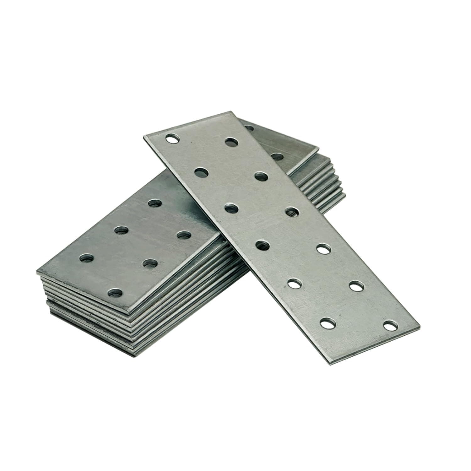 OMIDEAS 10 x Flat Joining Plates (120 x 40 x 2) Connecting Perforated Metal Brace Bracket Timber Wood Fixing Galvanised Steel Repair Connector