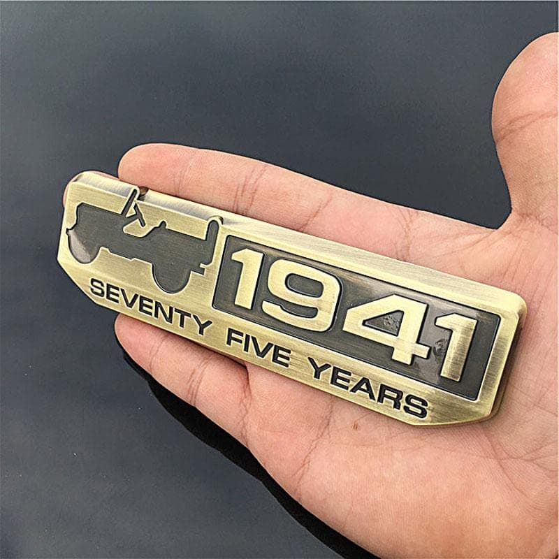 AUTO MT 1941 Seventy Five Year 13.5 x 4 cm Car Metal 75th Anniversary Logo Car Emblem Premium 3D Badge Auto Racing Sport Sticker Decal (.GOLD-1941 Logo 3D Sticker)