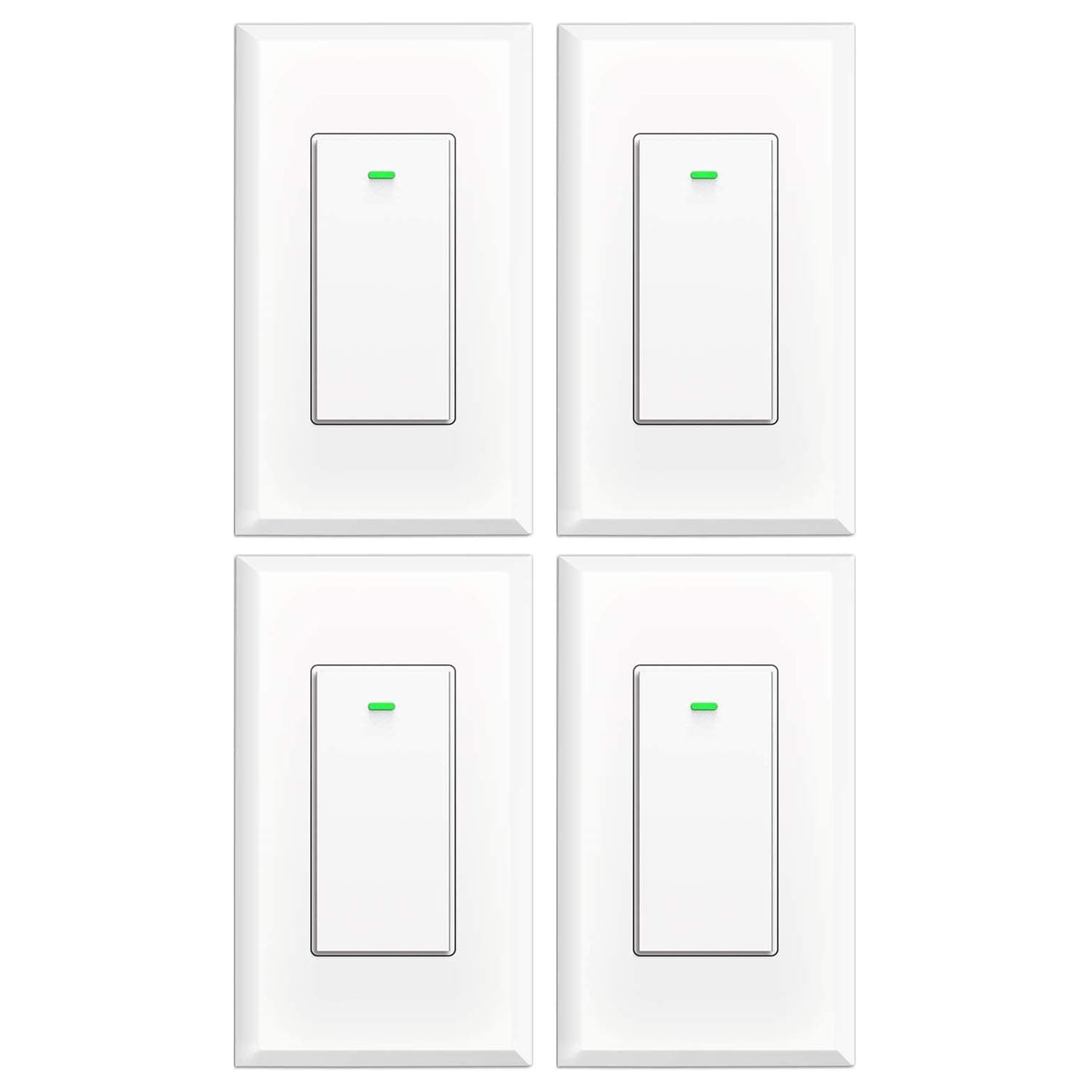 KULED K36 Smart WiFi Light Switch, No Hub Required, Alexa and Google Assistant Compatible, Neutral Wire Required, Timer Schedule, 4-Pack